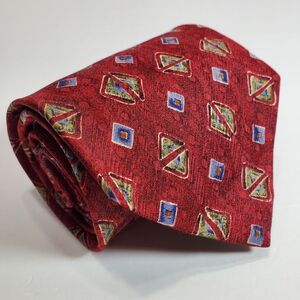 Robert Talbott Best of Class Red Geometric Pattern Men's Silk Neck Tie